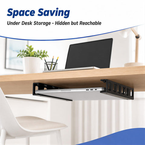 2 PCS Under Desk Laptop Mount, Space-Saving Under Desk & Wall Storage