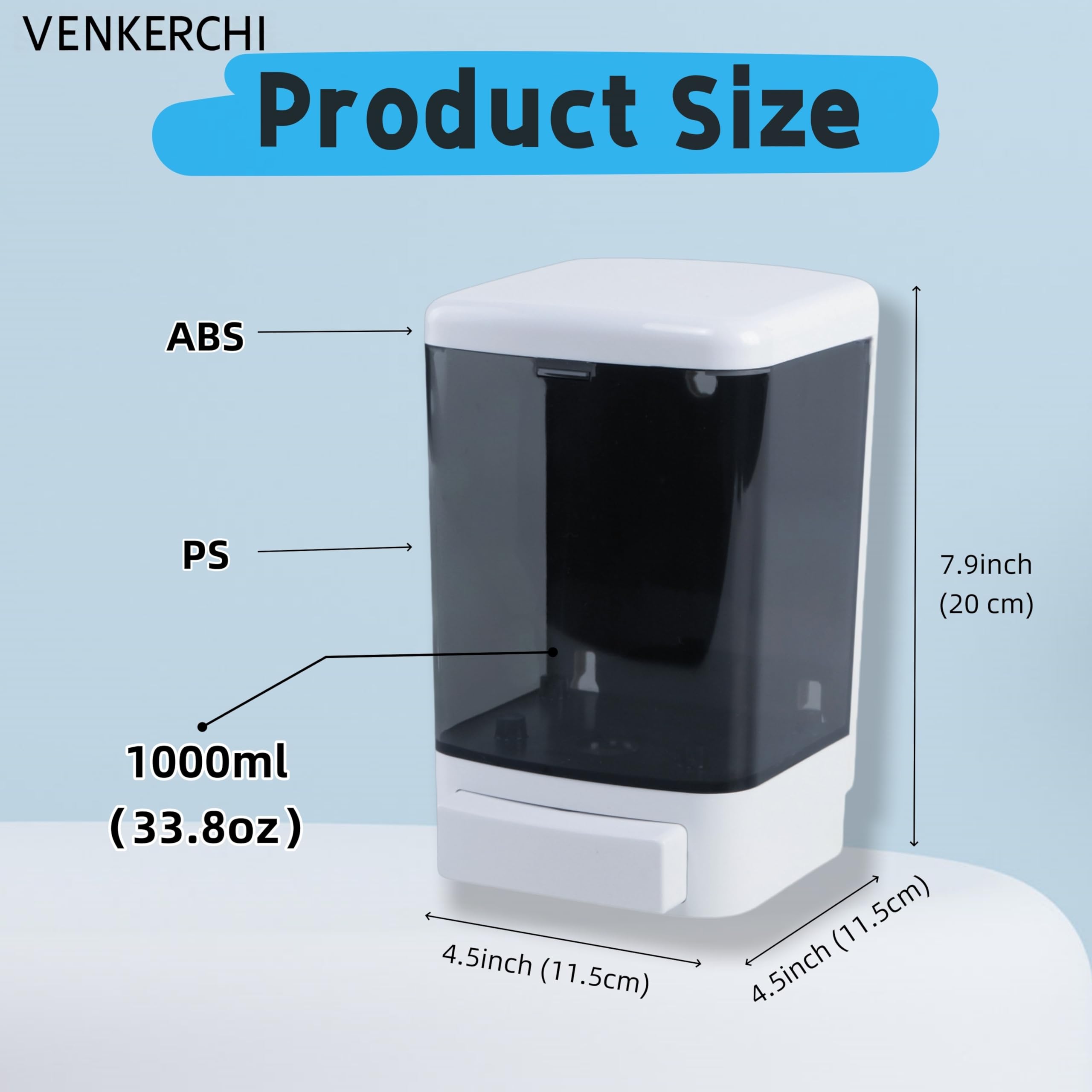 Manual Soap Dispenser Kitchen Bathroom Wall Mounted Soap Dispenser Commercial Soap Dispenser for Liquid Containers Shampoo Gel Chamber Plastic