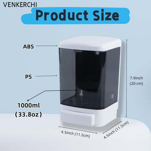 Manual Soap Dispenser Kitchen Bathroom Wall Mounted Soap Dispenser Commercial Soap Dispenser for Liquid Containers Shampoo Gel Chamber Plastic