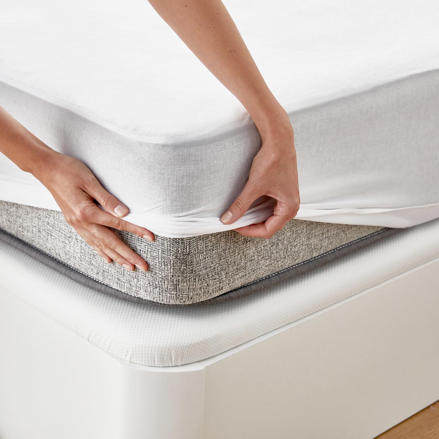 Pikolin Home PP05 Waterproof and Breathable Terry Mattress Protector 100% Cotton, white, 160 x 190/200 cm