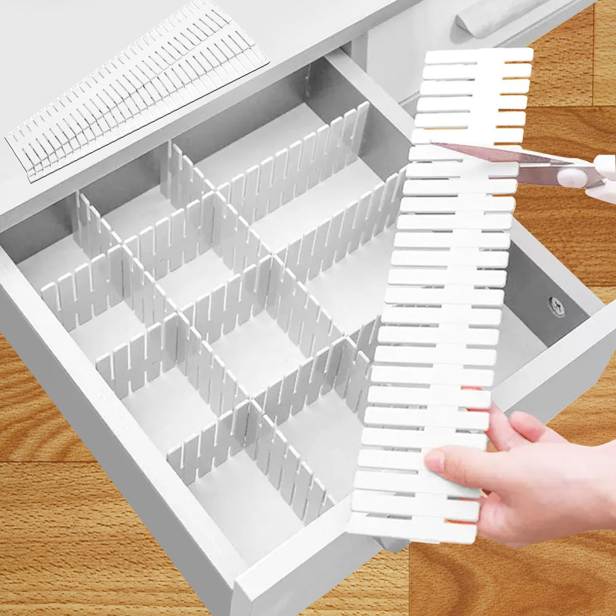 16 PCS Drawer Dividers Adjustable Drawer Organizer White Drawer Organiser 32 x 7 cm DIY Cut at Will for Socks, Underwear, Makeup, Kitchen, Bedroom