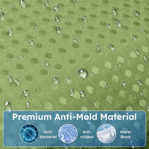 APXEL Green Waffle Shower Curtain, Mould Proof Waterproof Shower Curtains