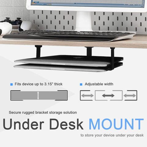 JEMACHE Metal Under Table Desk Holder for Laptop, Xbox Series S, Xbox One S/X, PS4 Slim/Pro, Desktop Mini PC