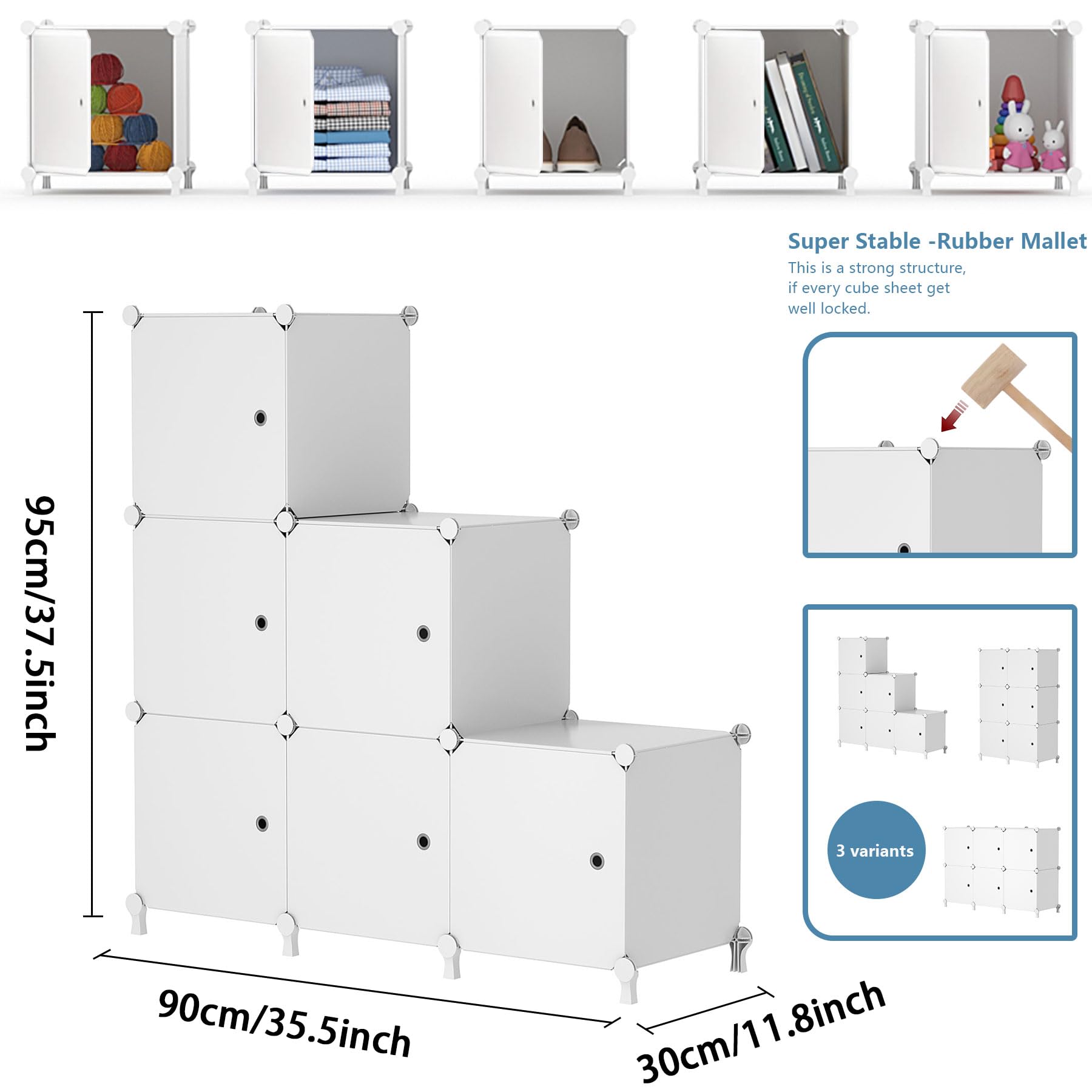 AWTATOS 6 Cube Storage Unit with Doors, Storage Cubes for Home Office