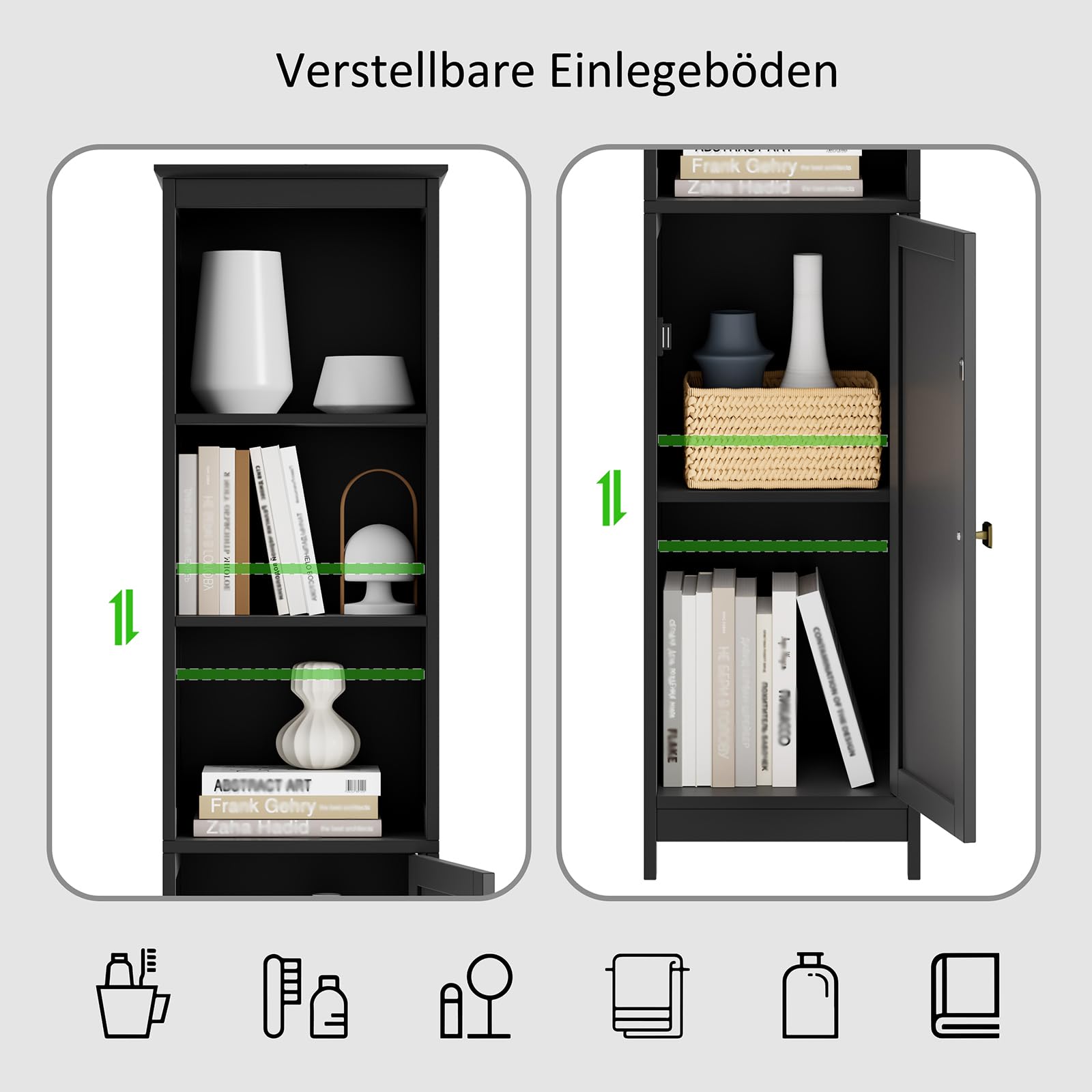 RRX Narrow Tall Bathroom Storage Cabinet,35 * 32 * 161cm (black)