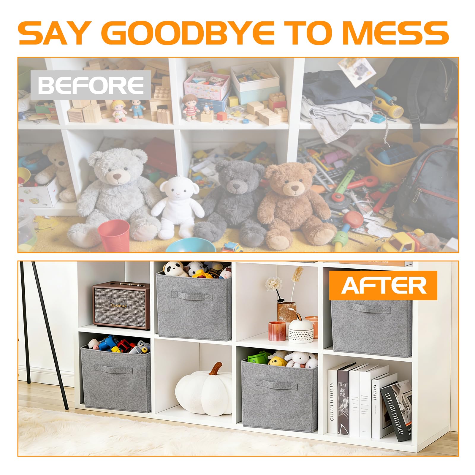 Resszo Cube Storage Boxes Set of 6, 27x27 Cubes with Handles
