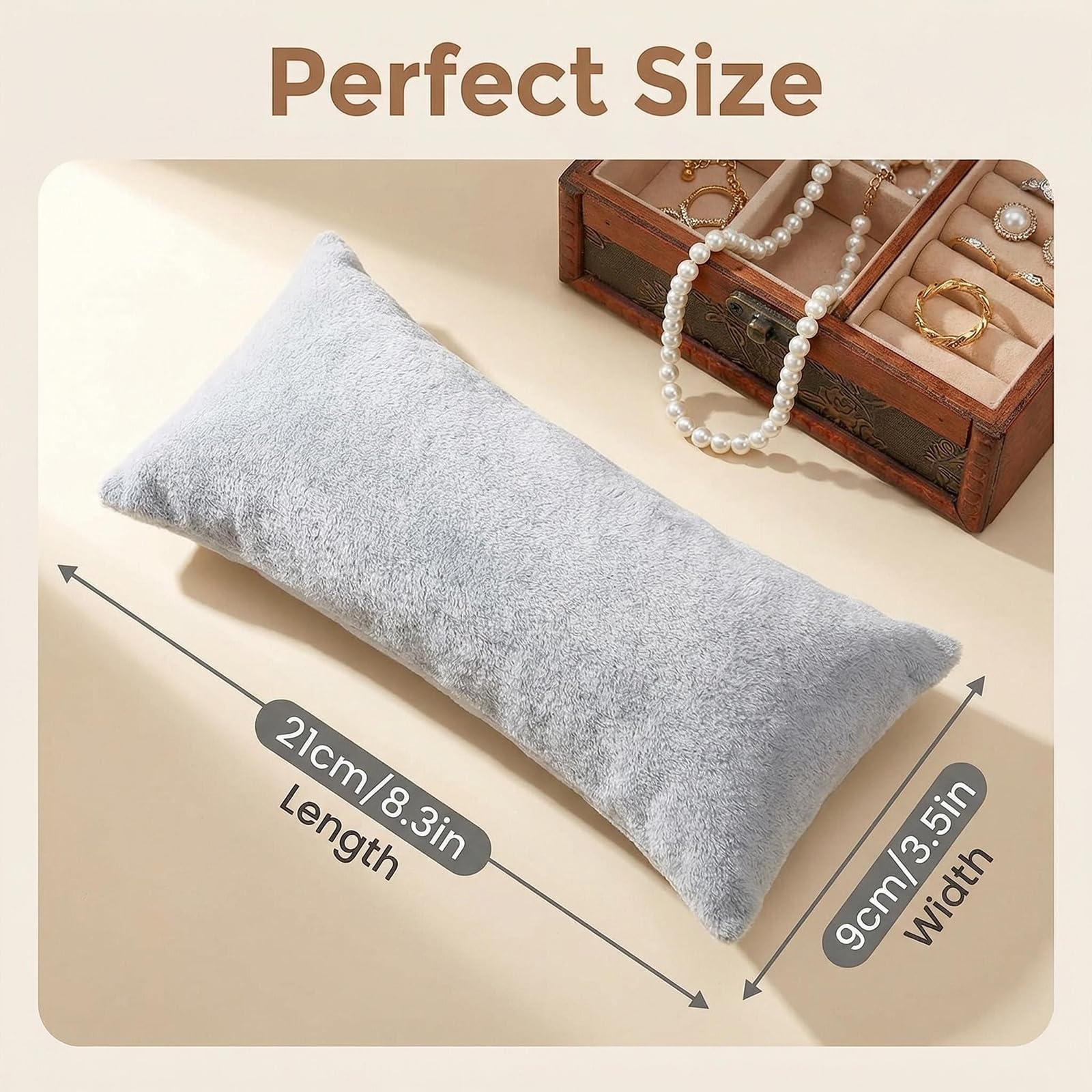 Upstore 2 Pcs Velvet Watch Display Pillows Long Pillow Form for Bracelets Bangles Jewelry Displays Luxury Show Organizer Cushions for Retail