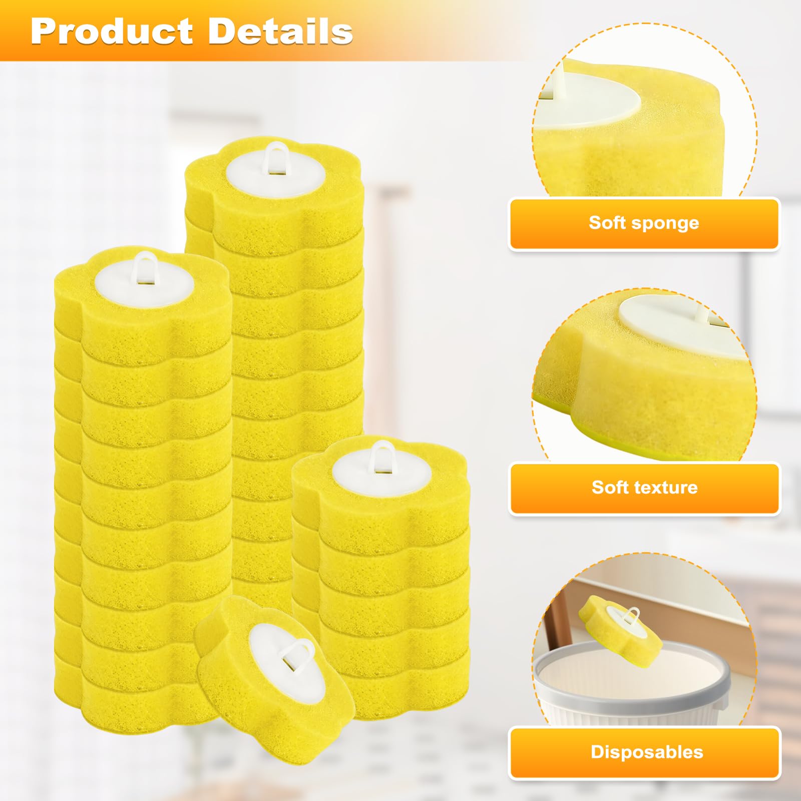 36 Pcs Disposable Toilet Brush Replacement Head, Toilet Wand Disposable Refill Heads