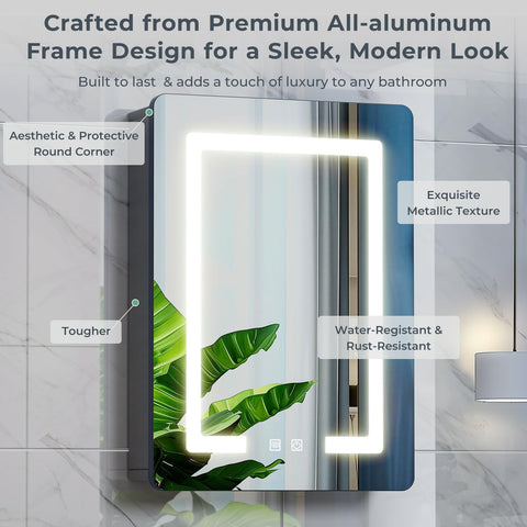 LNZHAO Bathroom Mirror Cabinets with Led Lights, Aluminum Alloy