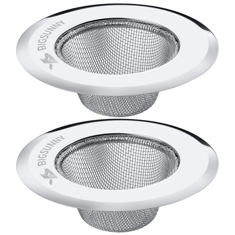 MSY BIGSUNNY Mesh Sink Strainer Set of 2, Stainless Steel Kitchen Drain Strainer with Large Wide Rim 4.5 inch Diameter