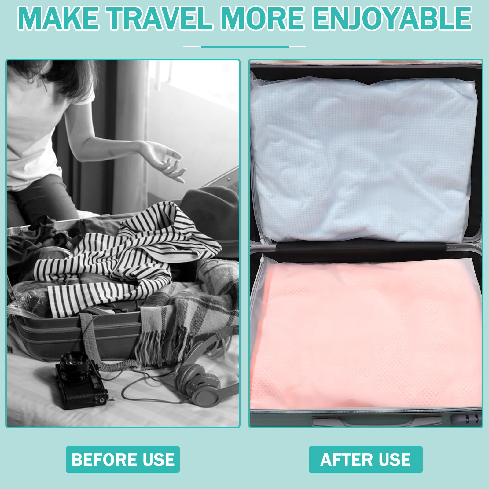 40 Pcs Clear Storage Bags, Reusable Travel Clothes Bags, 50 x 40 CM