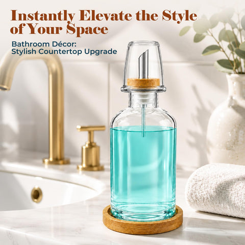 Glass Mouthwash Dispenser for Bathroom 11.8oz/350ml