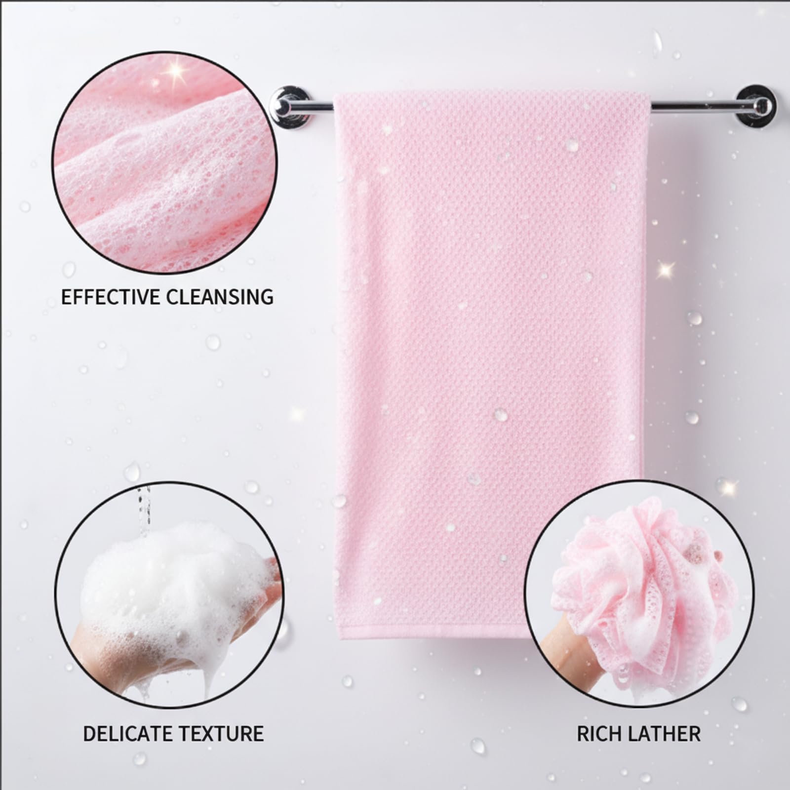 GxouQcn Rxfoliating Towel, 3 Pcs Deep Skin Exfoliation for Gentle Cleansing, Spa-Like Bathing Experience Shower Towels, for Body Face