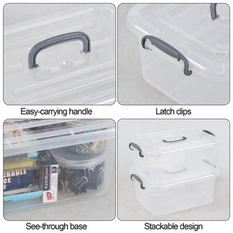 Fosly 6 Packs 8 Liter Storage Containers, Please Clear Box with Handle