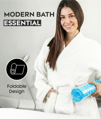 ADOV Bath Mat Non Slip, 100 x 40 cm Extra Long Shower Mat Anti Mould, Bathroom Bathtub Mats for Tub, 200 Strong Suction Cups and Drain Holes
