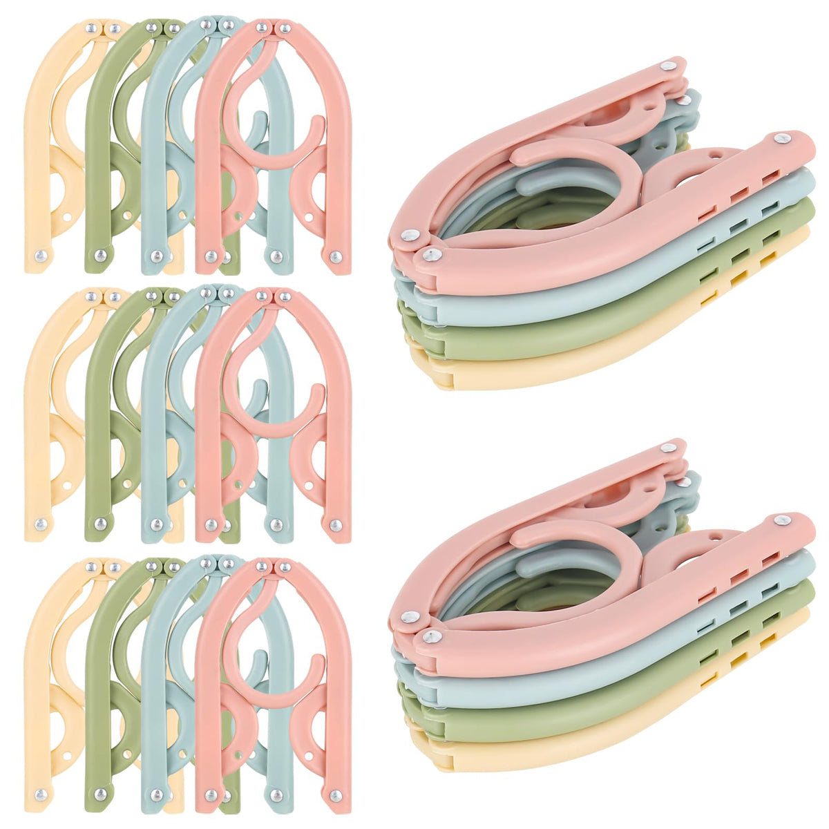 Travel Hangers 20 PCS Folding Clothes Hangers Portable Plastic Clothes Coats Hangers Non-SlipTravel Hanger Portable Folding Foldable Space Saving