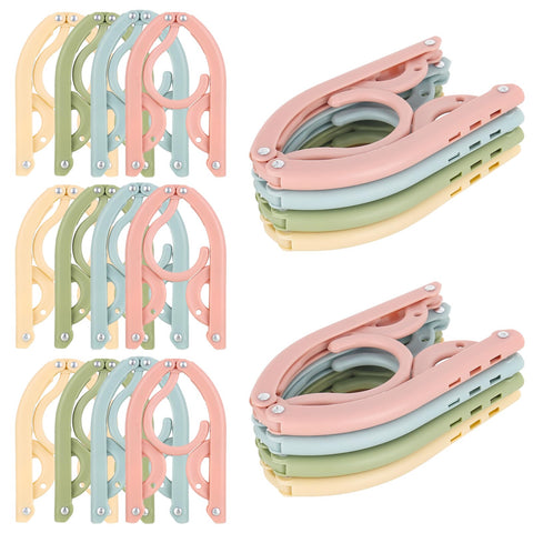 Travel Hangers 20 PCS Folding Clothes Hangers Portable Plastic Clothes Coats Hangers Non-SlipTravel Hanger Portable Folding Foldable Space Saving