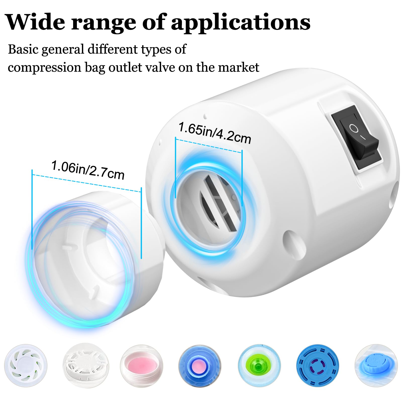 LKV Electric Pump for Vacuum Storage Bags Travel Vacuum Pump 4200Pa, White