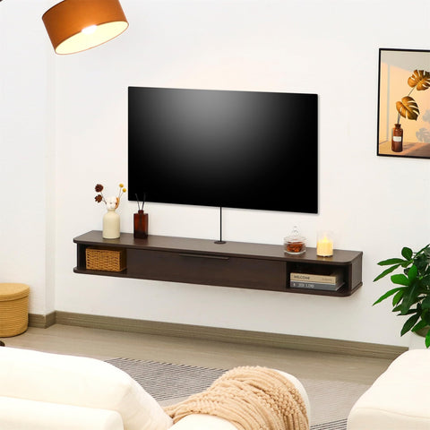 Mordchil EU Wall-mounted TV Cabinet Stand, 140cm Floating Media Console Under TV, Entertainment Shelf Center for Bedroom and Living Room