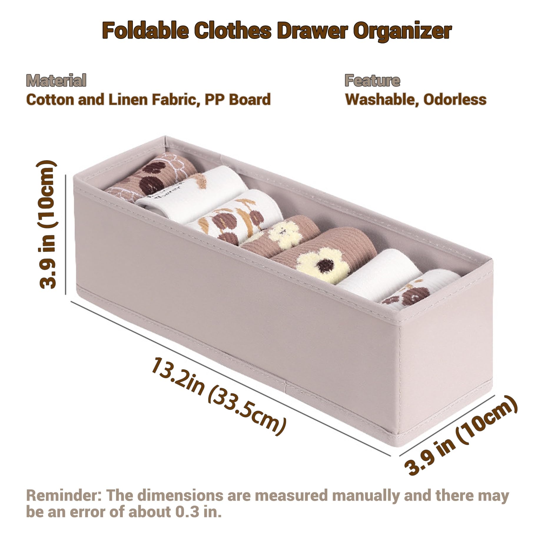 MURRI&MURRDI Mini Foldable Clothes Drawer Divider 6 Pack, Fabric Underwear Drawer Organizer, Small Wardrobe Sock Box