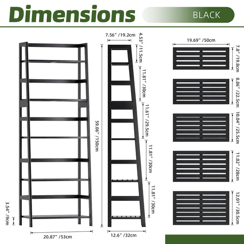 vovala Ladder Shelf, 5-Tier Bookshelf, All Bamboo Heavy Duty Bookcase, Freestanding Open Wood Storage Rack