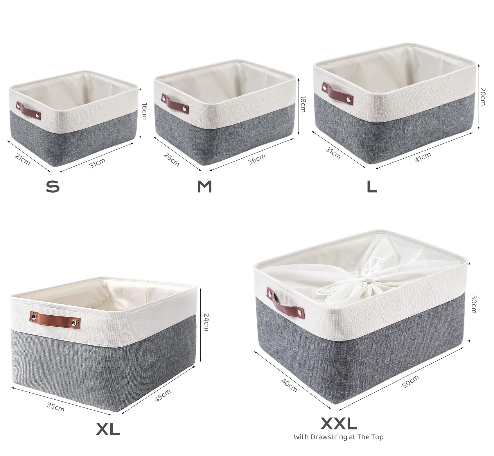 Mangata Small Fabric Storage Basket, Organiser Box for Home, Bedroom, Dorm, Office, Clothes(S, Cold Grey)