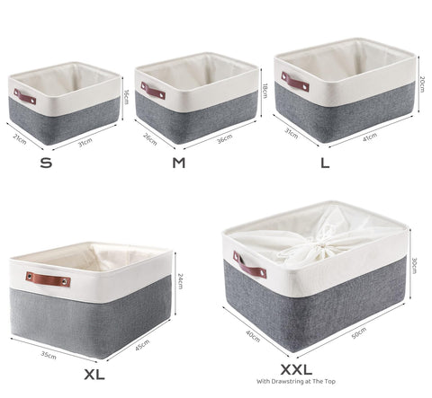 Mangata Small Fabric Storage Basket, Organiser Box for Home, Bedroom, Dorm, Office, Clothes(S, Cold Grey)