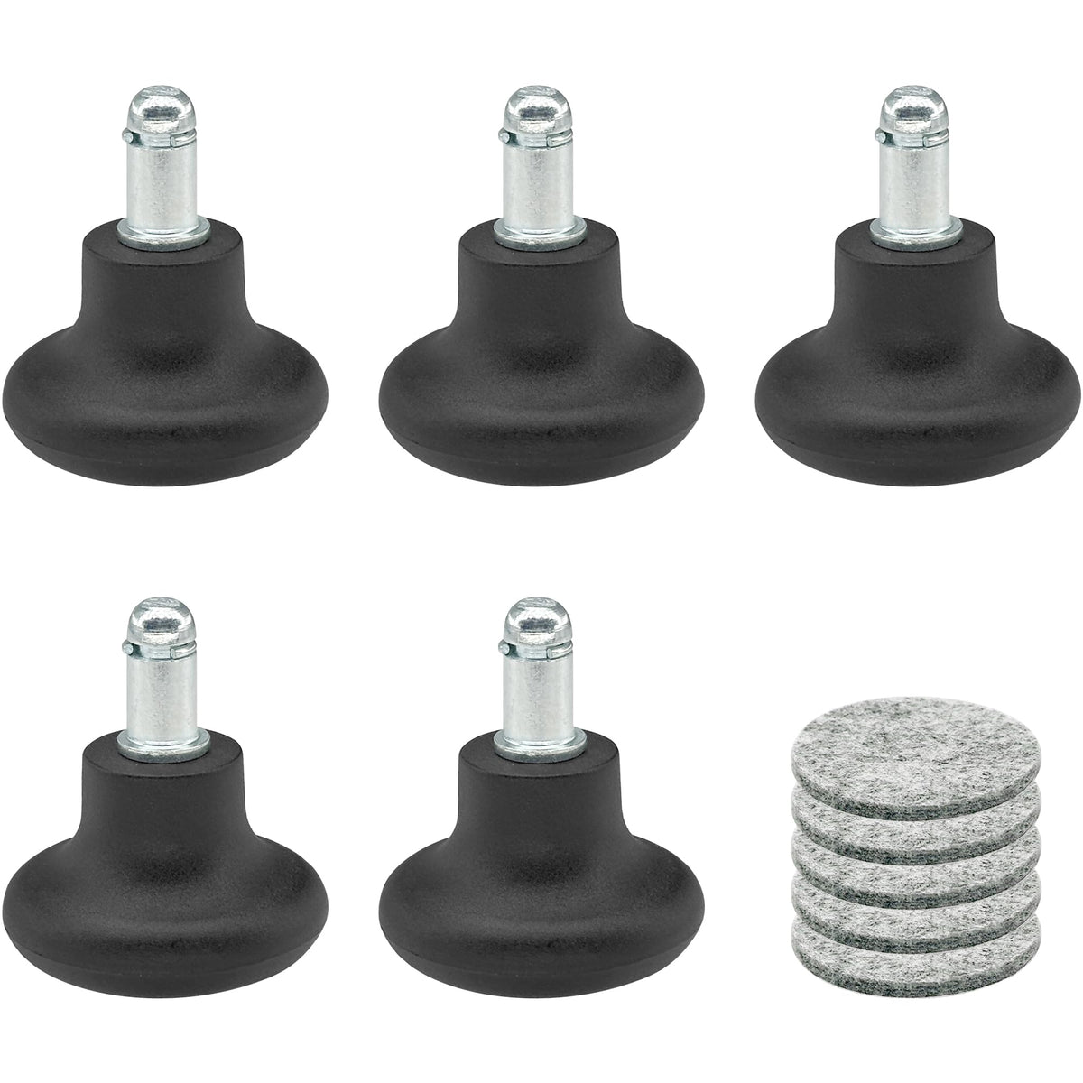 5 PCS Fixed Stationary Castors,Glide Office Chair Wheels For Replacement Swivel Caster Wheels (Black)