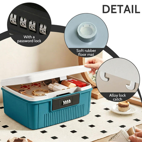 Joyseedi Lockable Storage Box Large Medicine & Food Safe Container with Combination Lock, 25×20×10cm Fridge Box with Removable Tray for Office