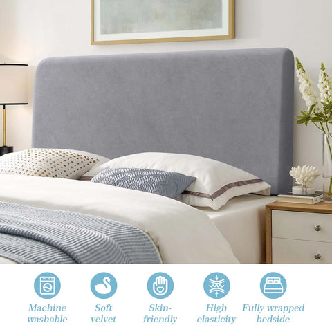 TAOCOCO Bed Headboard Cover, Elastic Headboard protection cover, all-inclusive design solid color elastic protection, Light Grey 180-200 cm