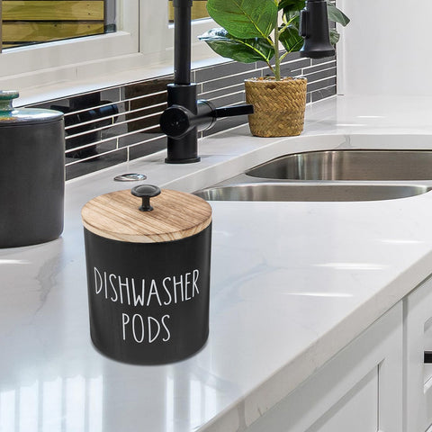 Zerodeko Round Dishwasher Pod Holder with Lid Laundry Storage Container Lidded Storage Box for Dishwasher Tablets Laundry and Small Beads Kitchen