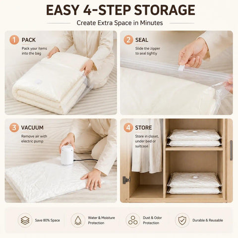 9 Pack Vacuum Storage Bag with Electric Pump, for Travel Vacuum Bags