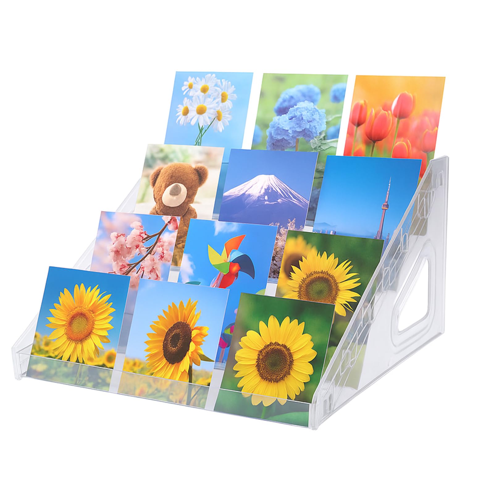 lasuroa 7-Tier Acrylic Card Display Stand, 12in Clear Multi-Purpose Holder Card Display Rack Organizer for Business Trading PSA Graded Sports