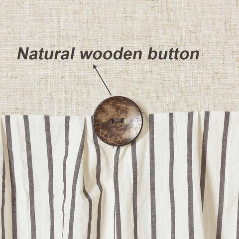 DOSLY IDÉES Farmhouse Shower Curtain,Beige and Brown Stripe,Button Curtain,Linen and Cotton Woven Fabric,Rustic Charm Country Chic Style,72x72 in