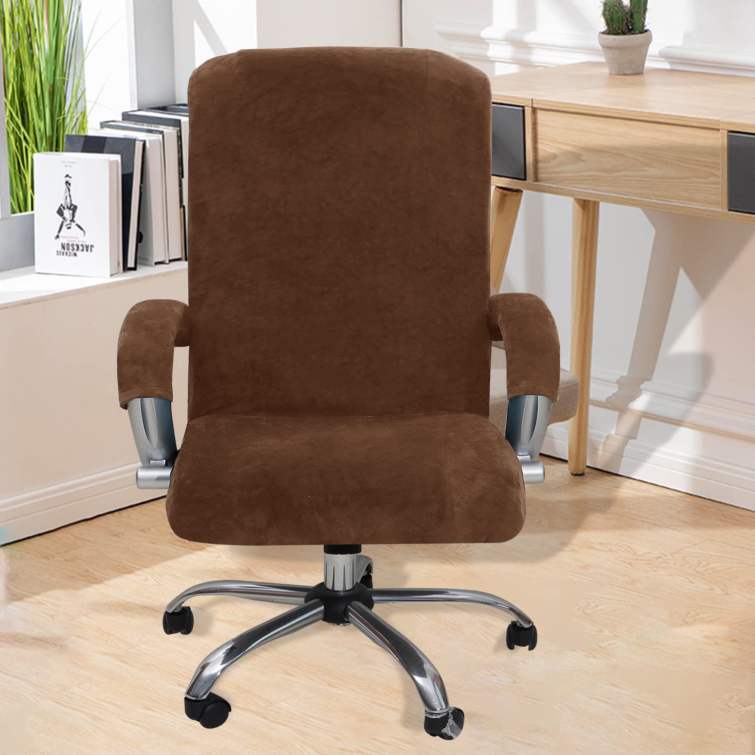 Bestenrose Velvet Office Chair Cover Stretch Computer Desk Armchair Covers