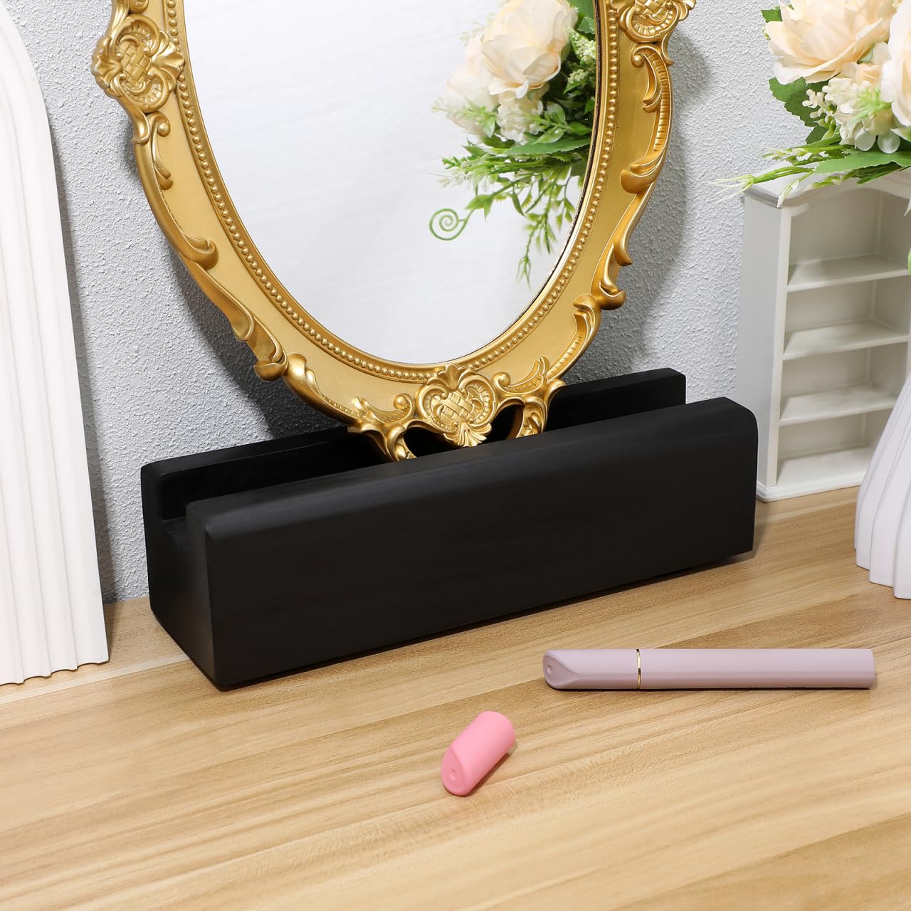 Angoily Wooden Mirror Support Multi-Purpose Mirror Base Non-Slip Wooden Mirror Holder for Floor Mirror Living Room Office and Household 9.84 x 2.95 x