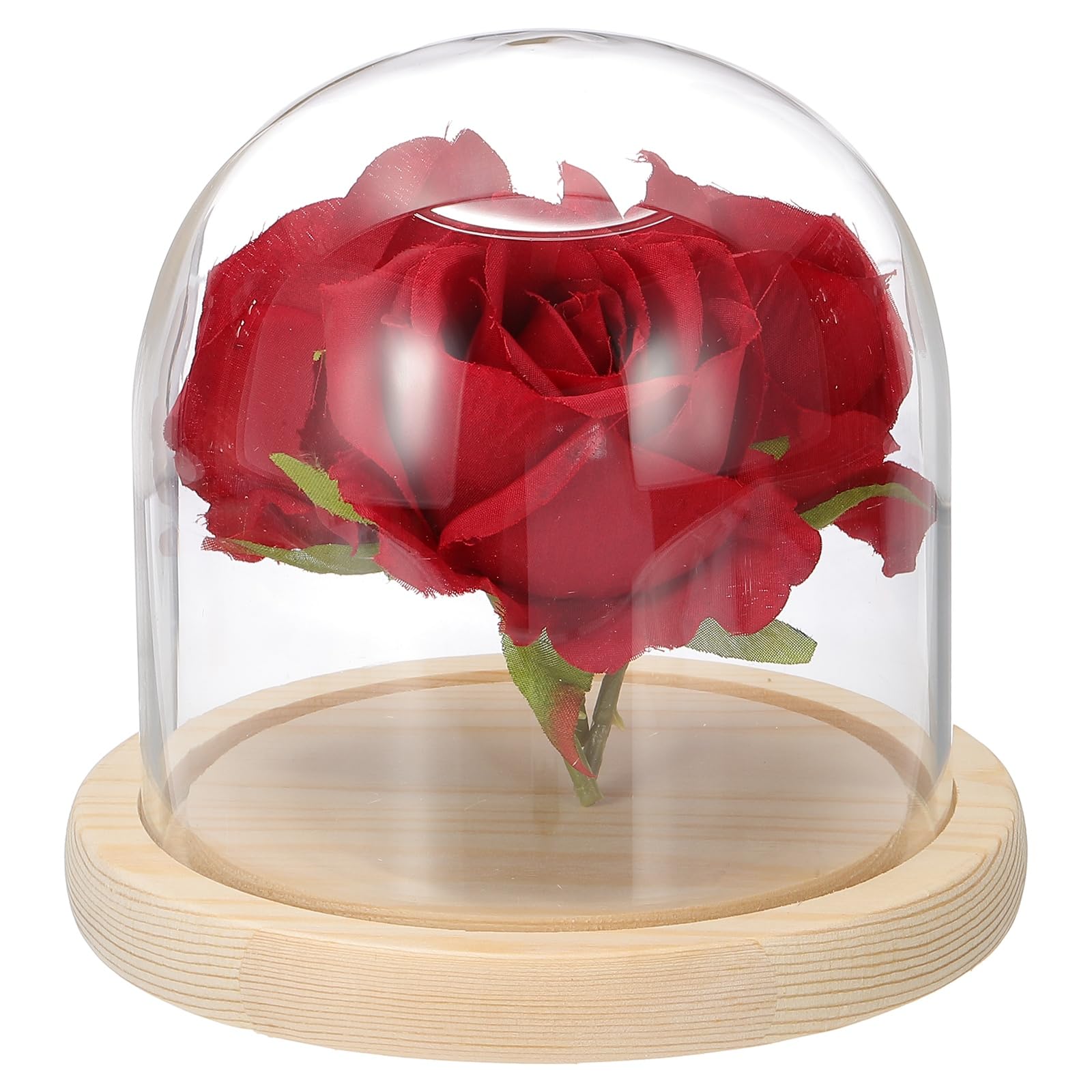 sourcing map Glass Cloche Display Dome, 4.7" x 4.7" Glass Dome Display Case Wood Base Tabletop Jar Case Decorative Bell Jar for Plant Home Decor