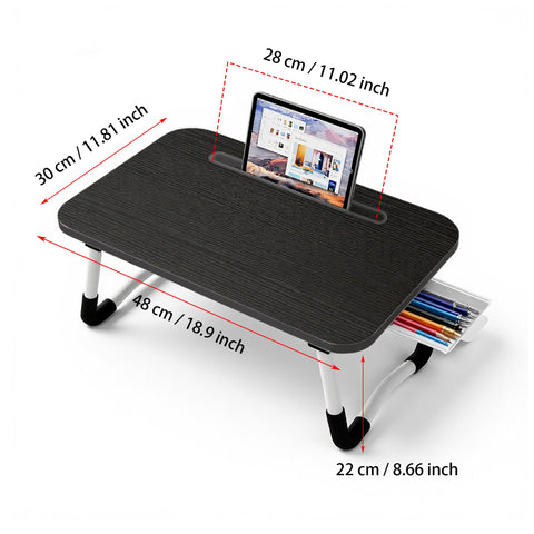 Small Lap Desk，Laptop Bed Desk 48 x30 cm for Breakfast in Bed, Work and Study, Home Office, Laptop Stand for Sofa、Couch、Bed, (Small Black 48x30)