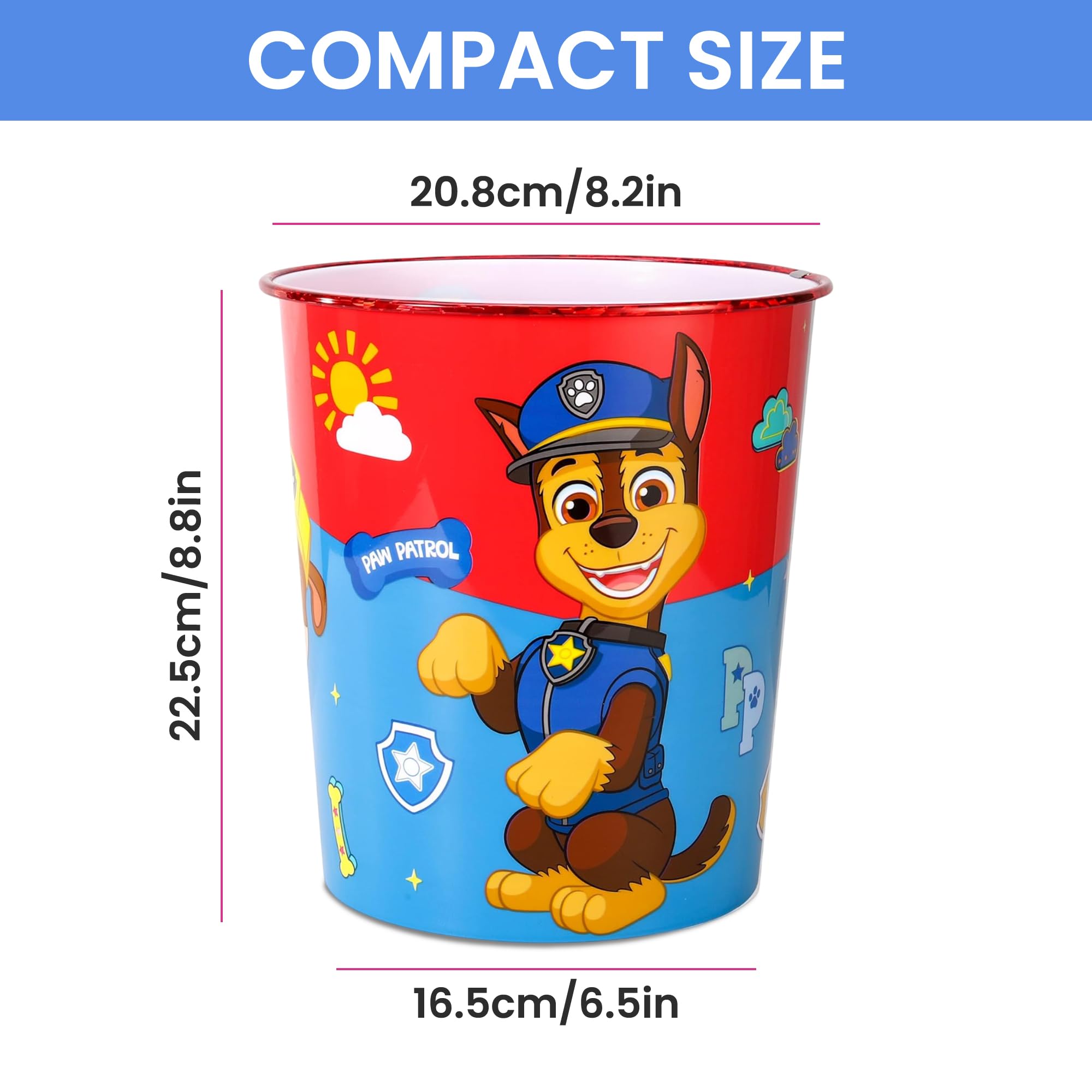 Paw Patrol Kids Waste Paper Bin for Bedroom, Playing & Study Room