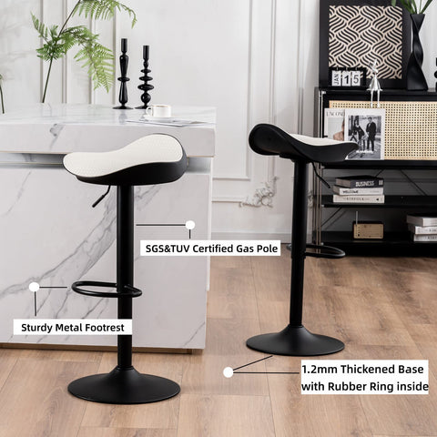 YOUNUOKE White Bar Stools Set of 2 Backless Breakfast Barstools