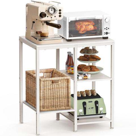 OGEMXU Kitchen Microwave Stand,4-Tier Adjustable Microwave Cart,White