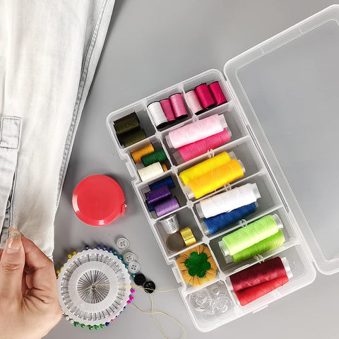 DIFIT 18 Grids Clear Plastic Storage Boxes With Lids Tackle Box, Set of 2