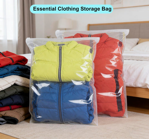 QISF 60 x 70 cm Reusable Ziplock Bags for Clothes - 20 Pcs Store & Protect Zip Seal Clothes Storage Bags，Large Clear Seal Bag Waterproof Luggage