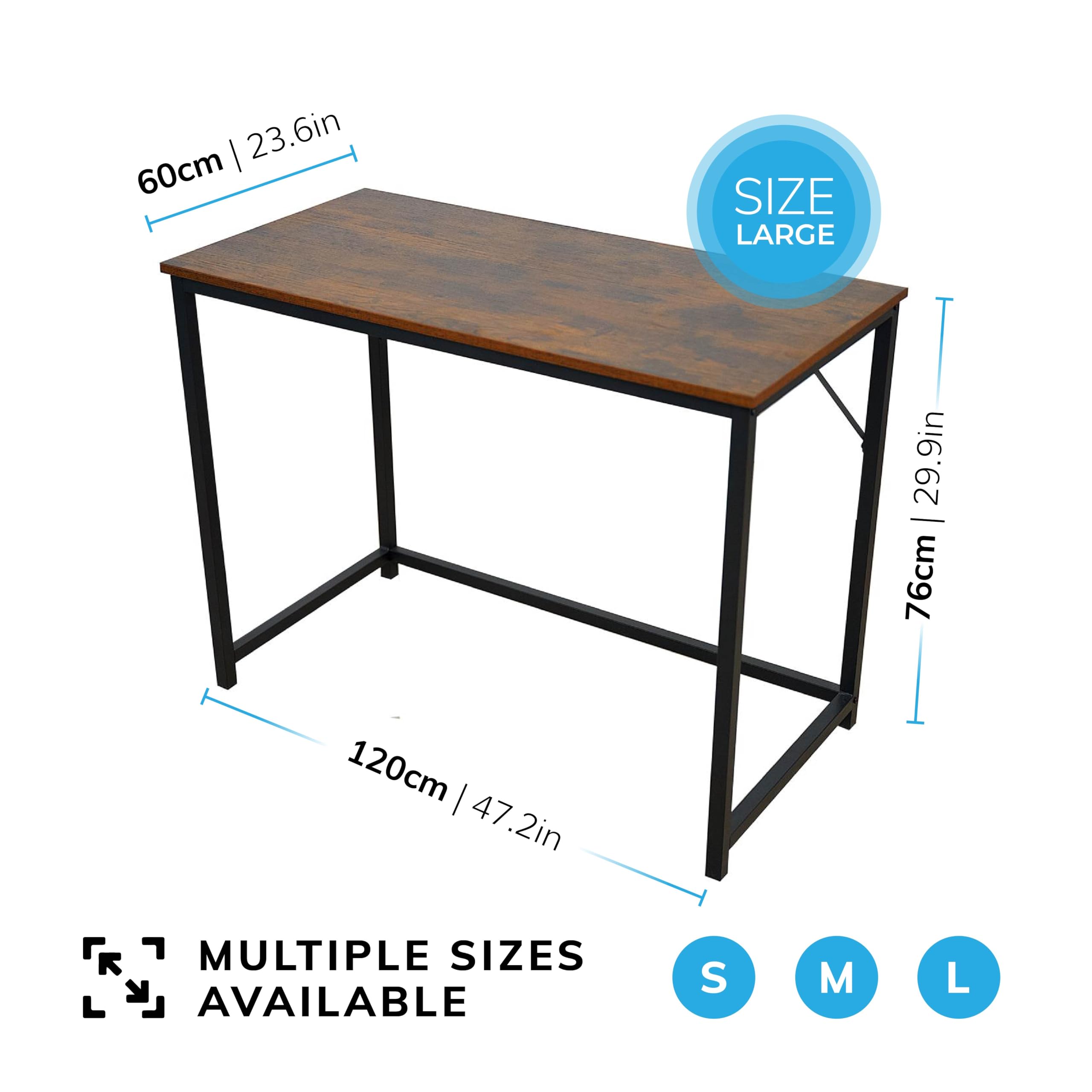 Direct Online Houseware House of Home Computer Desk 120cm Rustic Brown Black Metal Frame Study