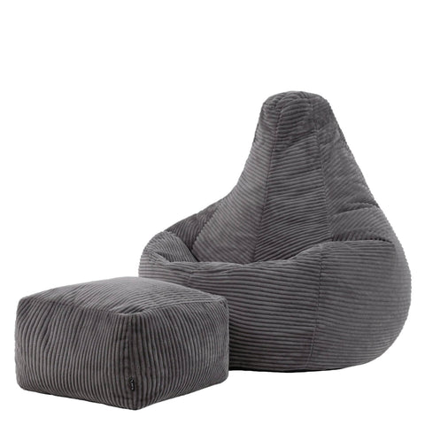 icon Dalton Cord Bean Bag & Footstool with Filling Included, Grey