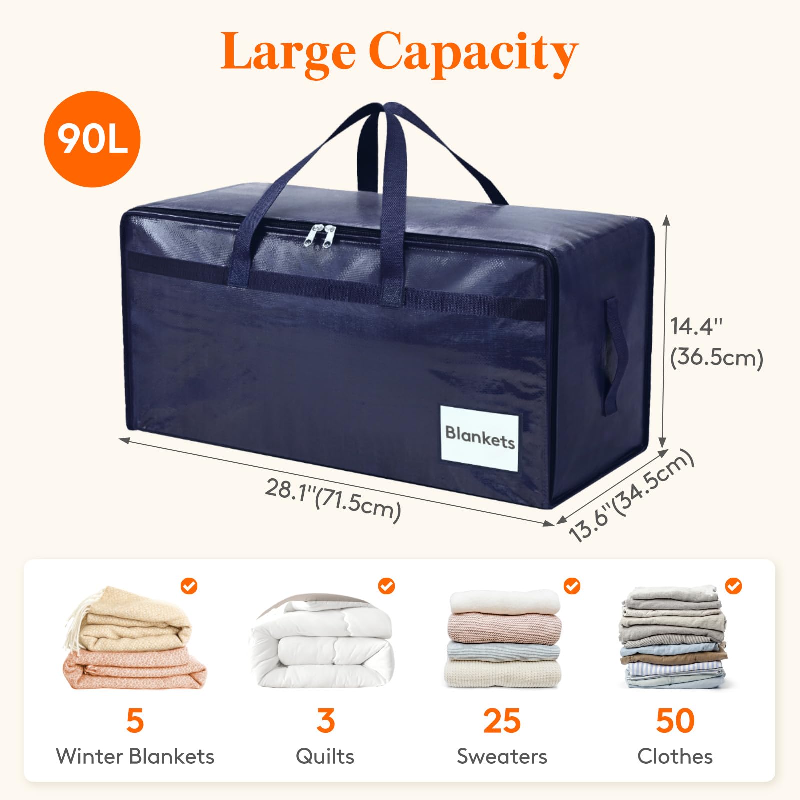 Lifewit 6 Pack Large Moving Bags with Lids and Sturdy Handles, Dark Blue