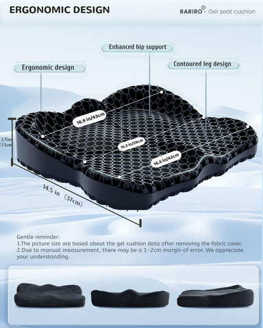 Double-Layer Honeycomb Gel Seat Cushion, Pressure Relief for Long Sitting