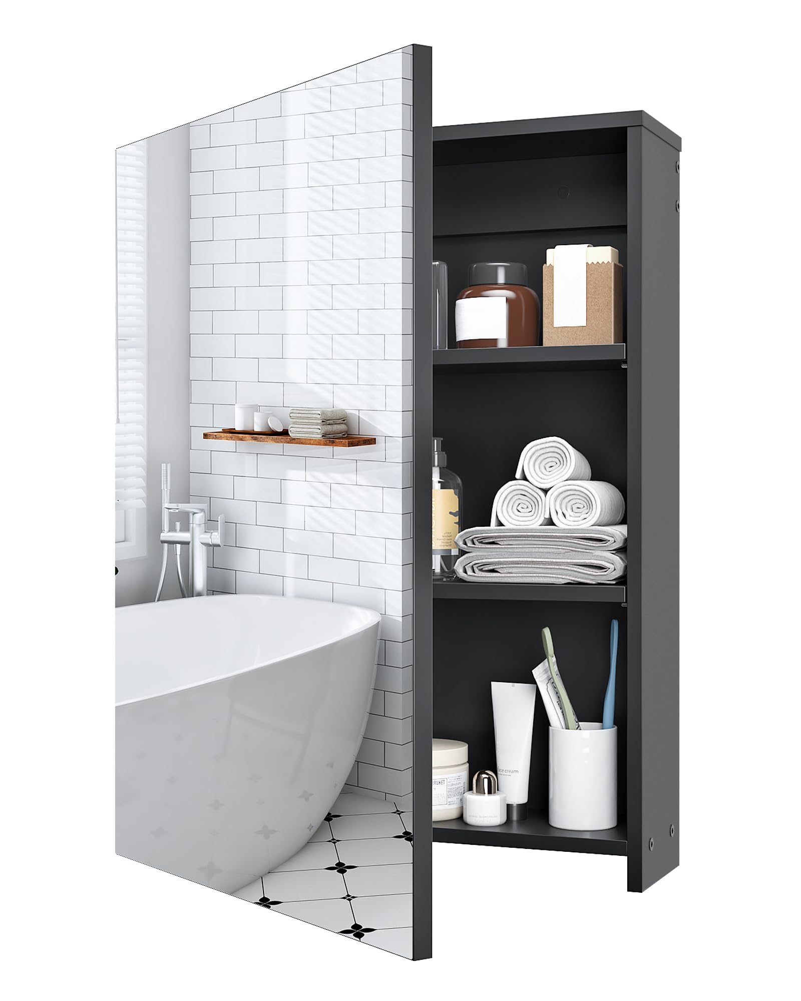 CHOEZON Bathroom Medicine Mirror Cabinet, Wall-Mounted Bathroom Vanity with Mirror, Medicine Cabinet with Storage Function, Hanging Storage Cabinet