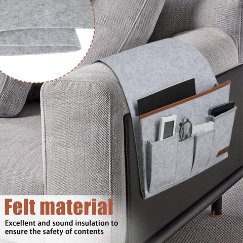 DONGKER Sofa Armrest Organizer, Armrest Caddy Holder Multi-Pocket Design for Magazine Tablet Snacks Books Pen Phone Remote Control