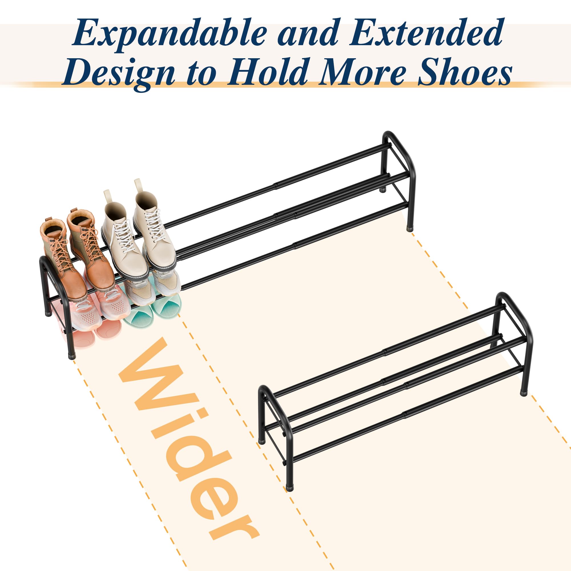 ENJOYBASICS 2 Levels Expandable Shoe Rack, Adjustable Metal Shoe Storage
